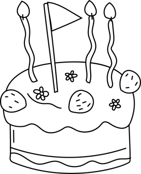 Minimalist Birthday Cake Doodle with Candles png