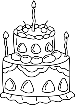 Decorated Birthday Cake Doodle with Icing and Sprinkles png