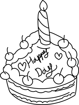 Hand Drawn Drip Birthday Cake Doodle, Cute Candle Toppers, Black and White png