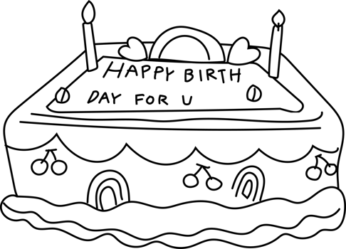 Happy Birthday Cake Line Art Doodle png