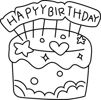 Happy Birthday Banner Cake Doodle, Cute Heart Sprinkles png