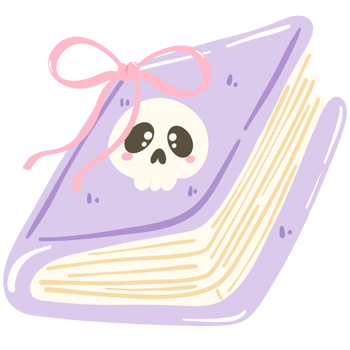 a book with a skull on it, with a bow png