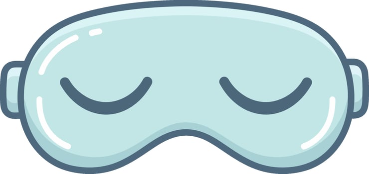 Cute Light Blue Cartoon Sleep Mask with Closed Eyes. vector