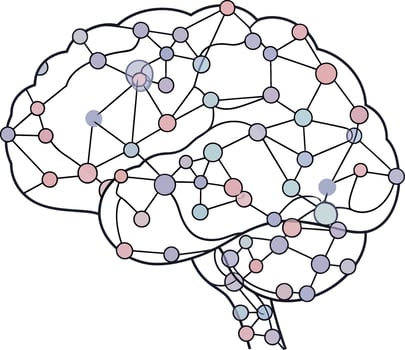 Abstract Networked Brain Diagram with Pastel Hues. vector