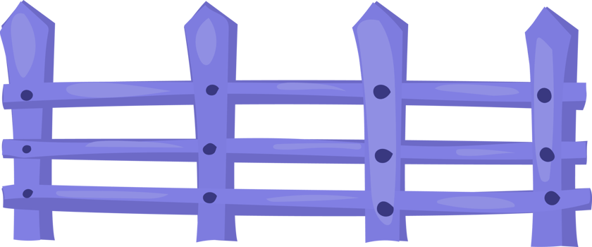 Purple Wooden Fence Cartoon Clipart, Whimsical Garden Element png