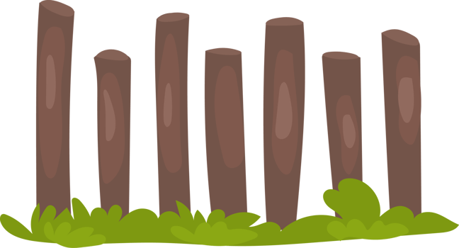 Rustic Log Fence Clipart, Hand Drawn Wooden Border png