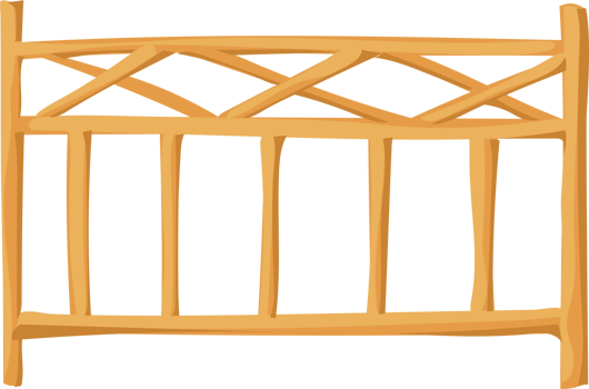 Orange Crossed Wooden Fence Clipart, Stylish Garden Decor png