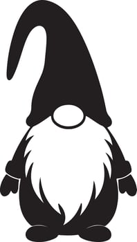Christmas Decorative element Christmas gnomet in silhouette on white isolated vector