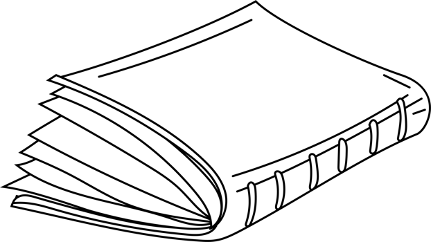 Flat Closed Book, Classic Black and White Sketch png