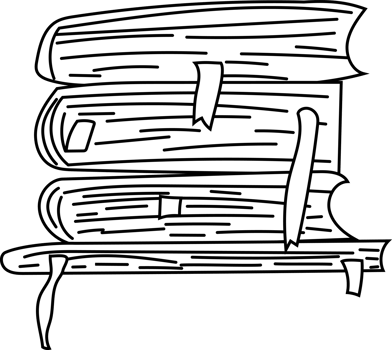 Books in a Row, Hand Drawn Black and White Sketch png