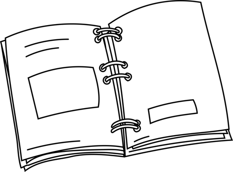 Spiral Notebook Hand Drawn Clipart, Black and White Journal png