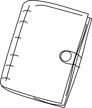 Hardcover Diary Sketch, Black and White Book Clipart png