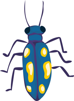 Striped Blue Insect Cartoon, Whimsical Beetle Clipart png