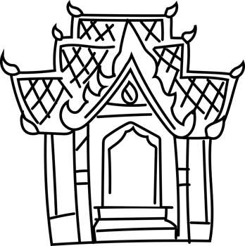 Thai Temple Hand Drawn Icon, Black and White Clipart png