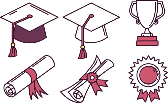 Modern Graduation Icon Pack for University and Education Concepts vector