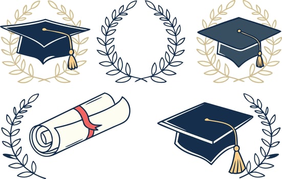 Graduation Icon Set for Education and Academic Projects vector