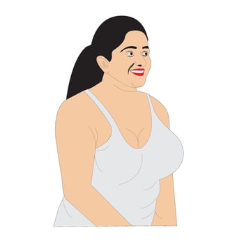 woman caricature woman face, beauty lady, fashion dress, white dress vector