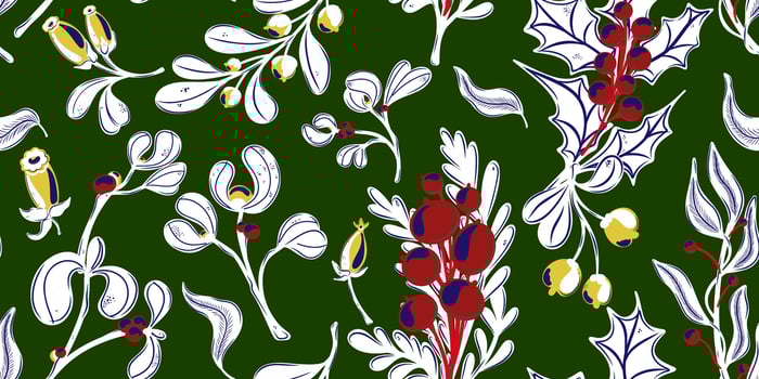 a pattern. with flowers and leaves on a green background vector