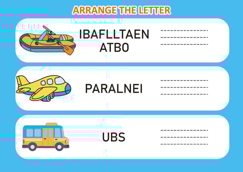 Letter arrangement game for vehicles vector