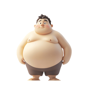Cartoon character of a cheerful, plump man isolated on a transparent background. png