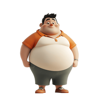 Cartoon character with a cheerful expression,isolated on a transparent background. png