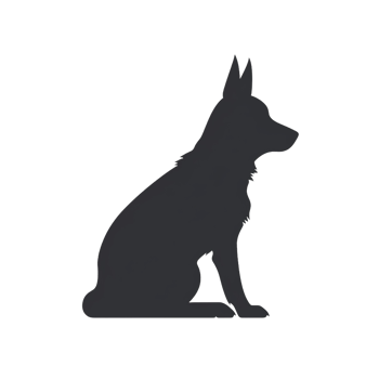 Dark Dog Silhouette Sitting on Transparent Background Animal png