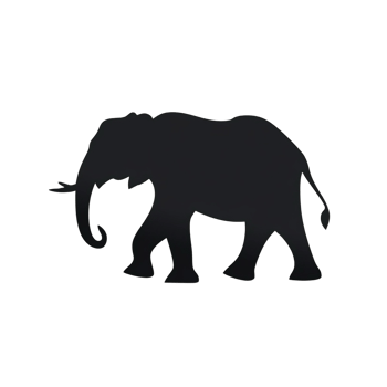 Dark Elephant Silhouette Walking on Transparent Background png