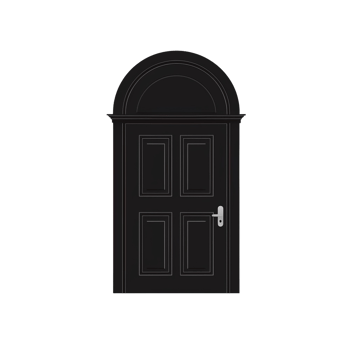 Elegant Black Arched Doorway on Transparent Background Architecture png