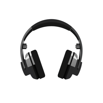 Sleek Black Headphones Floating on Transparent Background Music Tech png