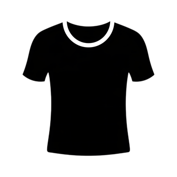 Simple Black T-shirt Outline with White Collar and Sleeves Isolated. png