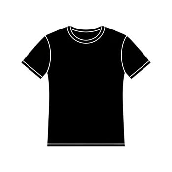Simple White Outline of a Black T-Shirt. png