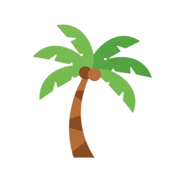 Stylized Palm Tree with Coconuts Simple Design. png