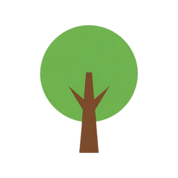 Simple Cartoon Tree Illustration with Green Crown and Brown Trunk. png