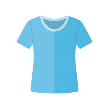 Simple Light Blue Short-Sleeved T-Shirt with White Trim. png