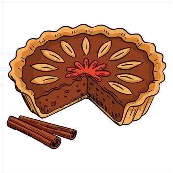 illustration of cinnamon pie baked dessert. Ideal for food art, sweet bakery packaging, and dessert promotional materials with outline pastry design. vector