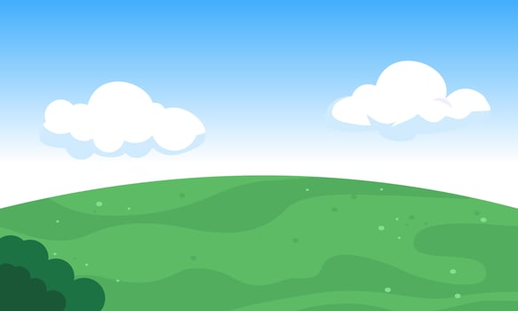 Landscape cartoon meadow with grass Blue sky vector