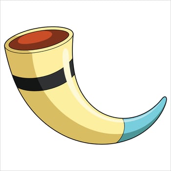 Hand drawn of Viking drinking horns. Cartoon illustration on transparent background for Norse culture and fantasy clipart designs vector