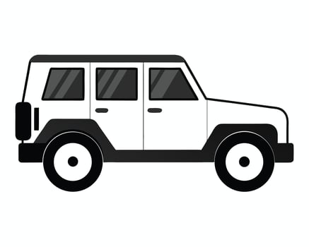 Simple illustration of a four-door off-road vehicle isolated on a white background perfect for design vector