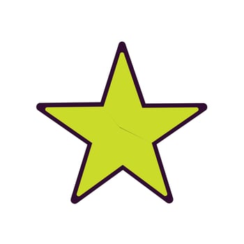 Neon Green Star. Icon with Bold Outline on White Background. vector