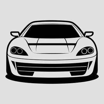 Sleek minimalist black and white illustration of a modern sports car design vector