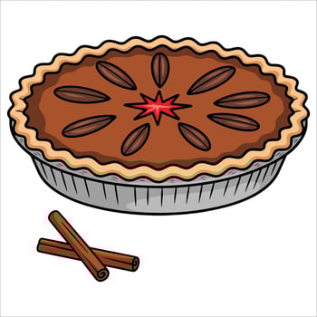 Cinnamon pie baked dessert illustration with appetizing sweet pastry outline. Ideal for food art, confectionery visuals, and bakery product packaging designs. vector