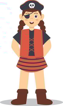 Cute Children Pirate Character with Cartoon Design, vector