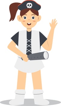 Cute Children Pirate Character with Cartoon Style. vector