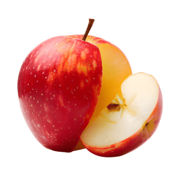 Quarter apple transparent background for digital design purposes. png