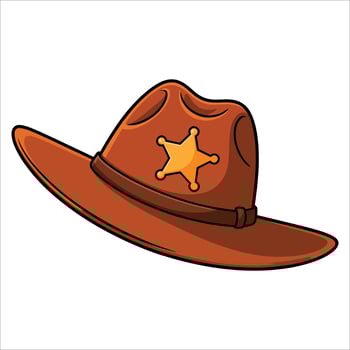 illustration of a cartoon cowboy hat isolated on transparent background. Great for western style, country designs, and vintage hat themed artwork. vector