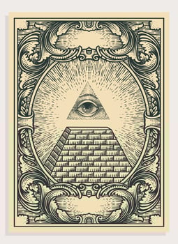 Pyramid with eye illustration vector