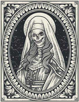 Skeleton nun portrait in detailed illustration vector