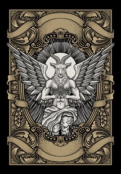 Winged goat with intricate design vector
