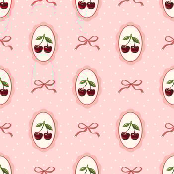 cherry pattern on pink background vector