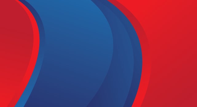 Red gradient background with blue curves for presentation vector